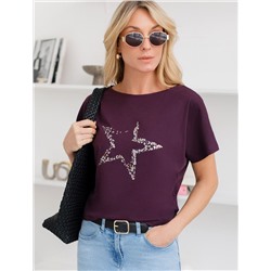 Нарядная футболка с блестящим принтом