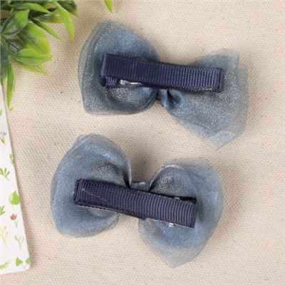 Бант-зажим для волос набор 2 штуки / YIW-18 /уп 1/темно-серый