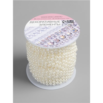 Жемчуг на нитях, плоский, 14 мм, 9±1 м, белый