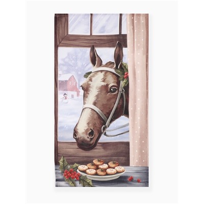 Набор кухонных полотенец «Доляна. Лошадь», 35×60 см-4 шт., 100% хл, рогожка, 160 г/м²