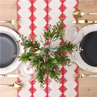 Дорожка на стол «Этель» 32×180 см, бежевая/красная