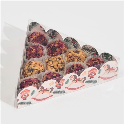 Коробка для кондитерских изделий новогодняя с пластиковой крышкой «Щелкунчик», 18×18×4 см