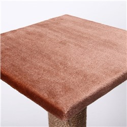 Когтеточка с высоким и толстым столбиком и площадкой, джут, 40×40×84 см, микс цветов