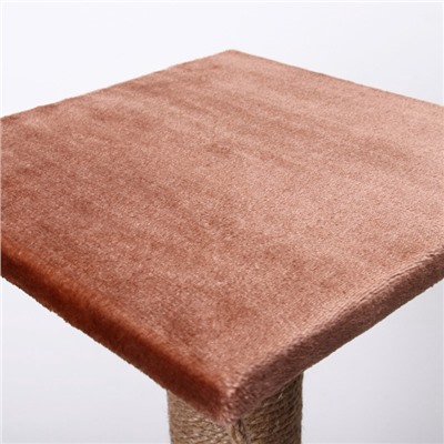 Когтеточка с высоким и толстым столбиком и площадкой, джут, 40×40×84 см, микс цветов