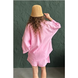 Костюм лён  SET019/27/Нежно-розовый