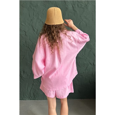 Костюм лён  SET019/27/Нежно-розовый