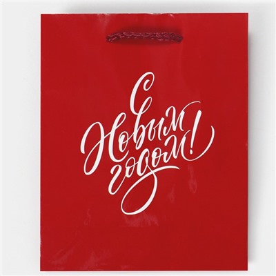 Пакет подарочный новогодний ламинированный «С Новым годом», S 15×12×5.5 см