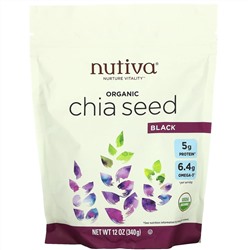 Nutiva, органические семена чиа, черные, 340 г (12 унций)