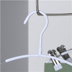 Вешалки для брюк и юбок с зажимами, 29×16 см, металл ПВХ покрытие, набор 10 шт., белые