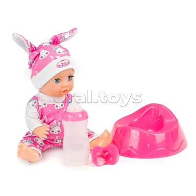 Пупс озвуч 20см, пьет, писает, закр. глазки, 3 акс