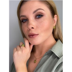 Подвеска из золочёного серебра с нат. хризолитом 925 пробы П-3790зс406