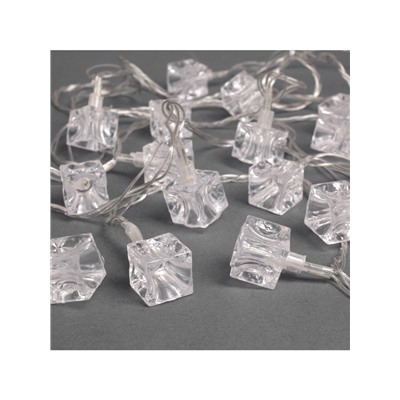 Гирлянда «Нить» 5 м с насадками «Кубики», IP20, прозрачная нить, 20 LED, свечение мульти (RG/RB), мигание, 220 В