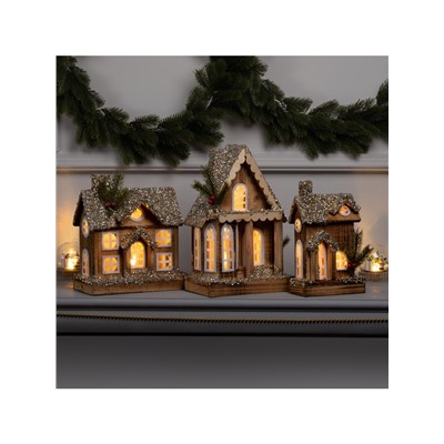 Фигура деревянная «Изба», 24×15×7 см, 3 LED, батарейки AAx2 (не в комплекте), свечение теплое белое