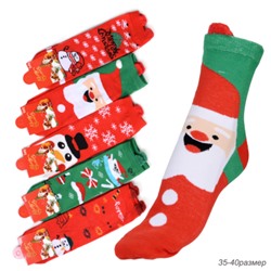 Носки женские р. 35-40 новогодний / L700 /уп 10/120/ ОДНА ПАРА
