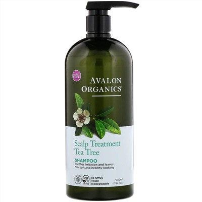 Avalon Organics, Шампунь,терапия для кожи головы, чайное дерево, 32 жидких унций (946 мл)