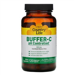 Country Life, Buffer-C pH Controlled, 500 мг, 120 вегетарианских капсул
