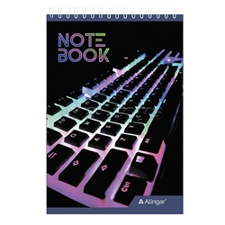 Блокнот 60 л., клетка, "Свет клавиатуры" А6, гребень, ламинация