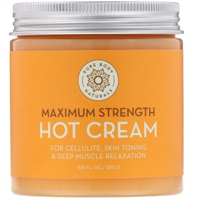 Pure Body Naturals, согревающий крем максимальной силы действия, 250 г (8,8 жидк. унции)
