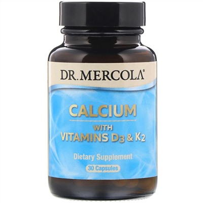 Dr. Mercola, Кальций с витаминами D3 & K2, 30 капсул