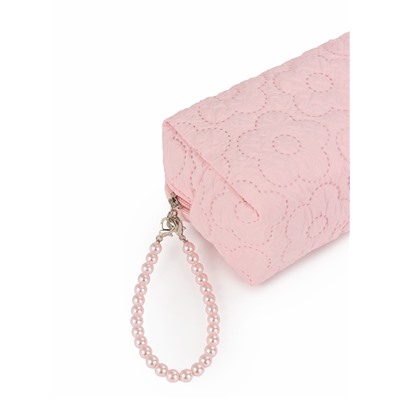 Косметичка женская «Цветочек», ручка из бусин, розовая