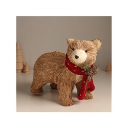 Фигурка «Медведь в вязаном шарфике с шишками и ягодками», 12×22×19 см