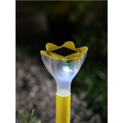 Садовый светильник «Цветок жёлтый», уличный, на солнечной батарее, 6×29×6 см, 1 LED, свечение белое