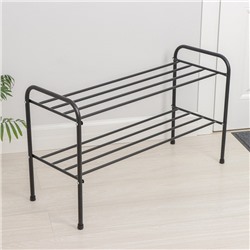 Подставка для обуви, 2 яруса, 82,5×32×48,5 см, чёрная