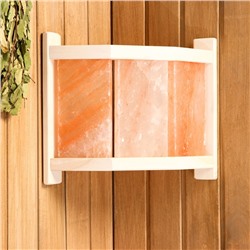 Абажур для бани и сауны с гималайской солью, липа, 29.5×33×13.5 см, настенный, угловой, 3 плитки, «Добропаровъ»