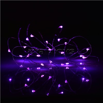 Электрогирлянда светодиодная Роса, 10 м, 100 ламп, Солн.батар., розовый