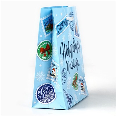 Пакет подарочный новогодний ламинированный «Новогодняя посылка», S 12×15×5.5 см