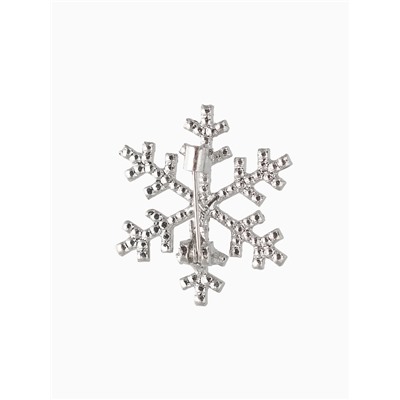 Брошь новогодняя «Снежинка» малая, радужная в серебре