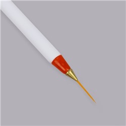 Кисть для дизайна ногтей, тонкая, 17 см, d=1×14 мм, белая, красная