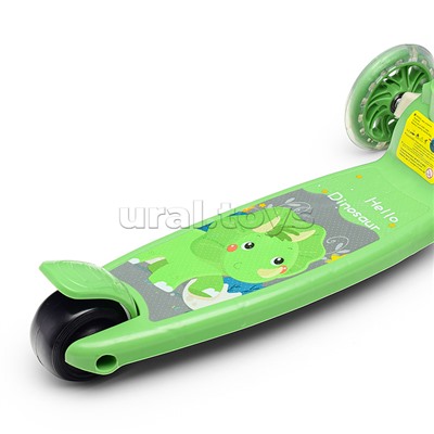 Самокат 3-х кол., зеленый, PU, в коробке