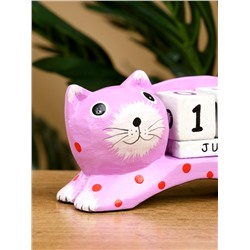 Календарь настольный «Кошка», 14×4×10 см, дерево, сиреневый