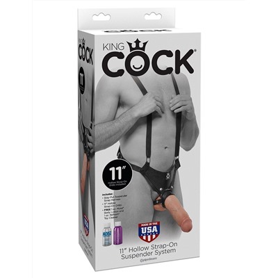 Страпон-система с телесной насадкой 11  Hollow Strap-On Suspender System - 28 см.