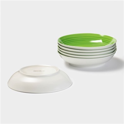 Тарелки глубокие Доляна «Палитра», 20.2×4.2 см, набор 6 шт., фарфор, зелёные
