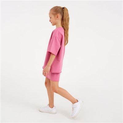 Костюм детский (футболка, шорты) MINAKU: Casual Collection, пудровый, рост 110 см