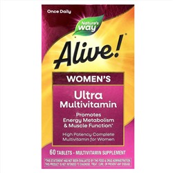 Nature's Way, Alive! Once Daily, полный комплекс высокоэффективных мультивитаминов для женщин, 60 таблеток