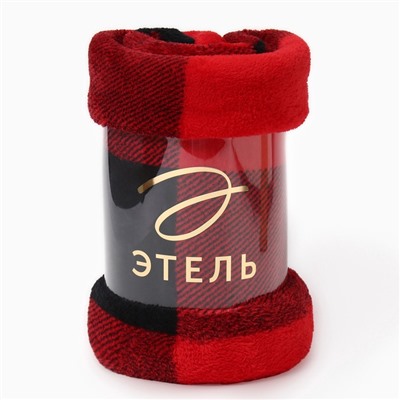 Плед «Этель. Клетка чёрно-красный», 150×200 см, корал-флис 220 г/м²