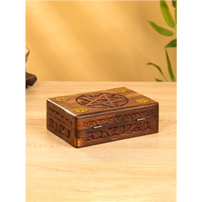 Шкатулка резная «Пента», 18×13×6 см, дерево шишам