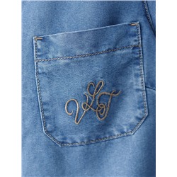 Укороченная блузка с кулиской из джинсового лиоцелла