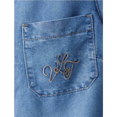 Укороченная блузка с кулиской из джинсового лиоцелла