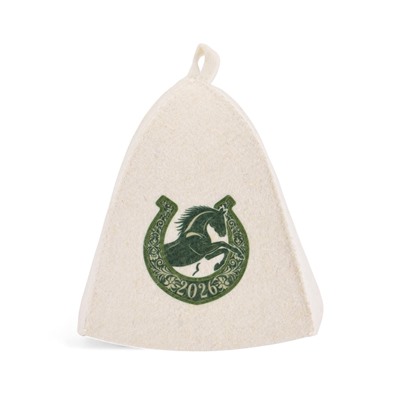 Шапка для бани и сауны «Подкова 2026», полиэфир 70%, шерсть 30%, «Добропаровъ»