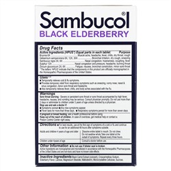 Sambucol, Black Elderberry, Cold & Flu Relief, Family Pack, 60 Quick Dissolve Tablets
