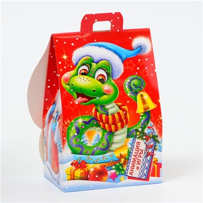 Подарочная коробка Новогодняя Домик «Сладкая парочка» с анимацией 12×8.5×17.5 см