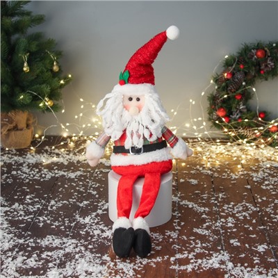 Игрушка мягкая «Дед Мороз с ремешком, длинные ножки» 58×20 см, красный