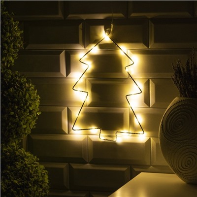 Светодиодная фигура «Ёлка» 20×29 см, металл, батарейки ААх2 (не в комплекте), свечение тёплое белое