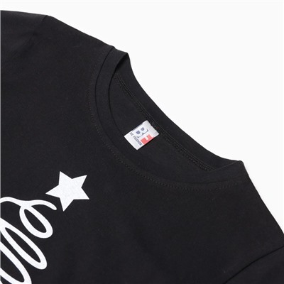 Футболка детская Let's go, новогодняя, чёрная, рост 140 см