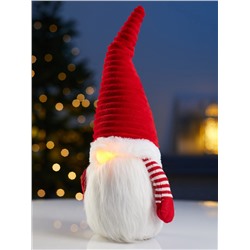 Фигура текстиль «Гном романтик в красном» 40 см, 1 LED, от батареек LR1130×3, свечение тёплое белое
