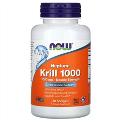 Now Foods, Крилевый жир Neptune Krill 1000, двойная эффективность, 1000 мг, 60 мягких желатиновых капсул